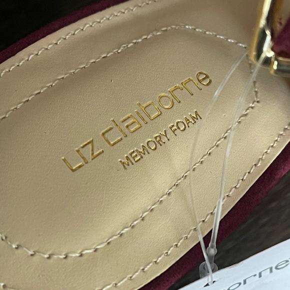 Liz Claiborne Dark Wine Goldwin Open Toe Block Heel Sandals - NWT! - Picture 4 of 9